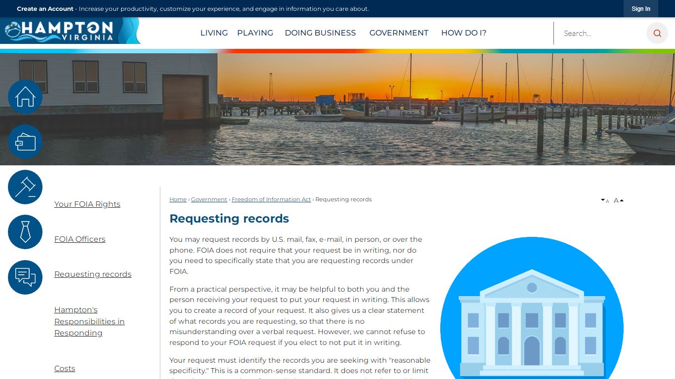 Requesting records | Hampton, VA - Official Website